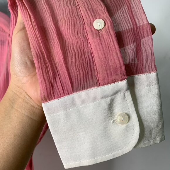 New PINK Women's Darcy Winchester 100% Silk Long Sleeve Button Down Shirt Large - Picture 5 of 11
